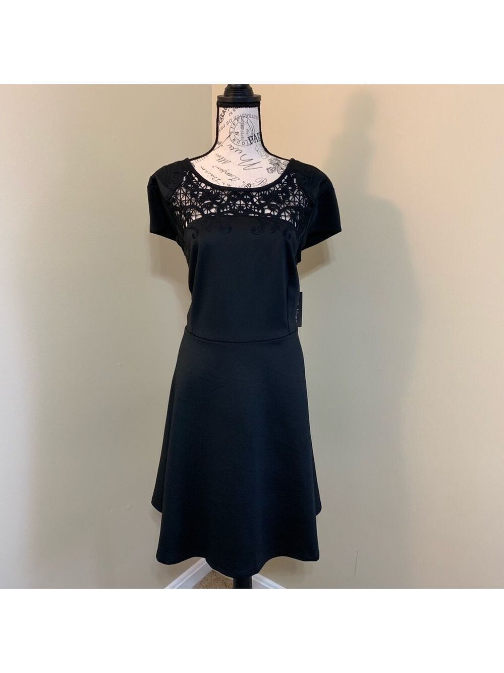 Tribal Black Lace Embellished Dress Size 16